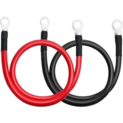Set cabluri baterie Rqiurpn, 6 AWG, 30cm, cupru cositorit, PVC, rosu/negru