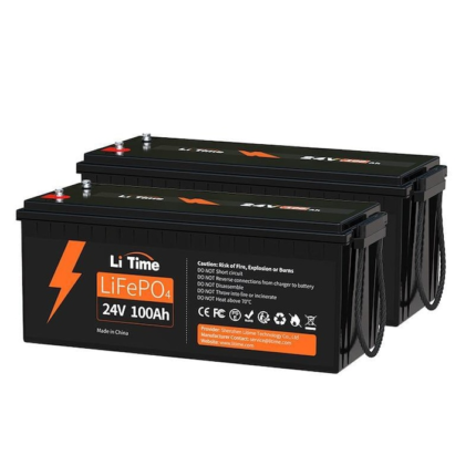 Set 2 Baterie cu litiu LiFePO4, LiTime, Multifunctionala, 24V, 100Ah, Negru