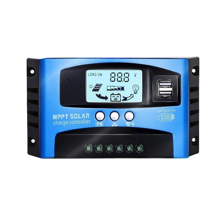 Controler Solar MPPT Tovbmup 100A 12V-24V, incarcare duala USB, afisaj LCD