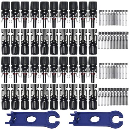 Set 20 conectori panou solar, Mama/tata, cu 2 cheia, IP67, pentru cablu solar 2.5-6 mm², Amtok, Negru