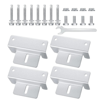 Set de 4 suporturi pentru panou solar Mevige, metal, argintiu, 10 x 8 x 4 cm