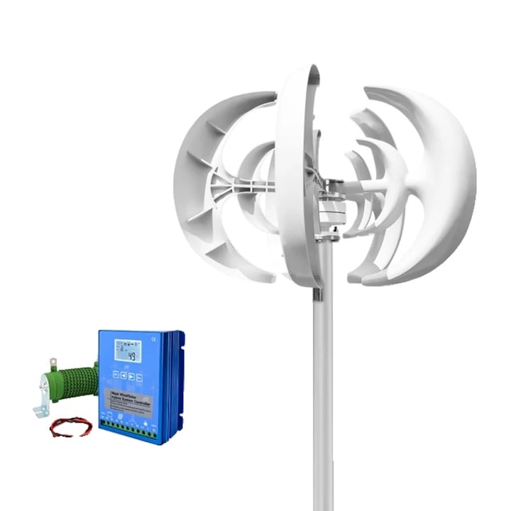 Turbina eoliana, Zgomot redus, 48 V, 3000 W, Controler LCD, Alb