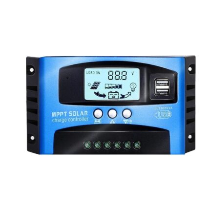 Controler incarcare solara Tovbmup, 60A 12V-24V MPPT, dual USB, LCD digital, negru
