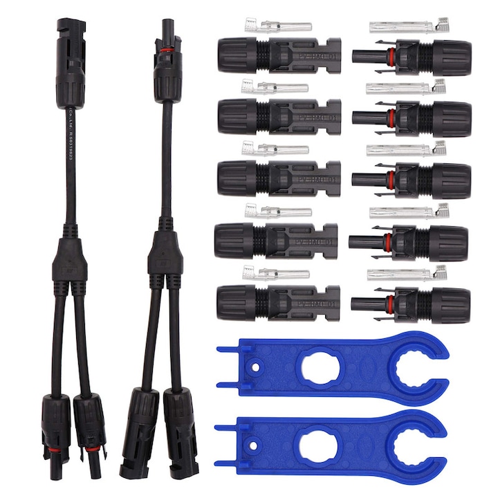 Set conectori panou solar, Cafuneplus®, IP67, Mama/tata, Negru