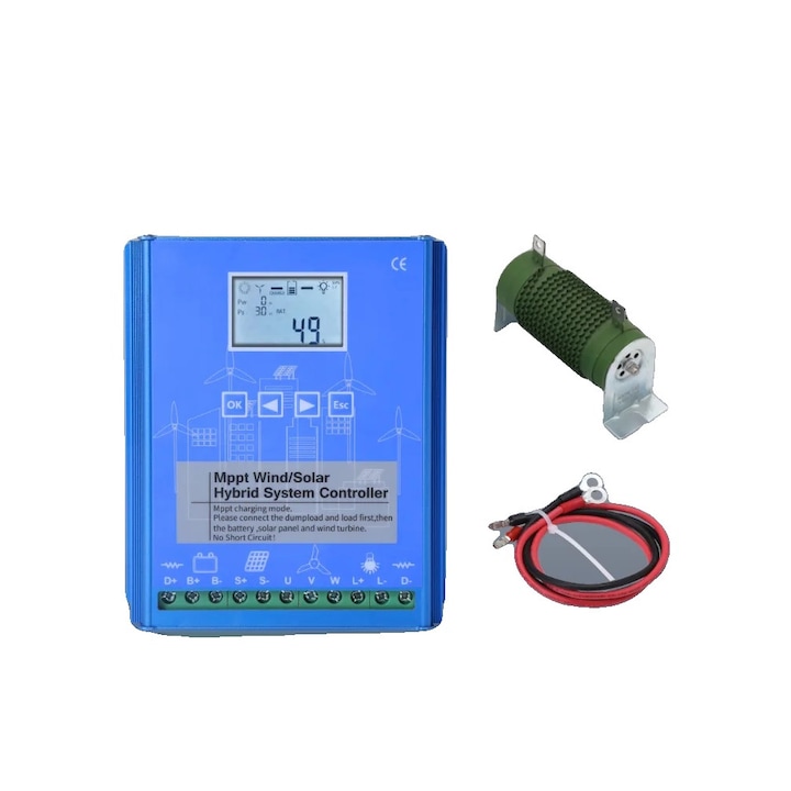 Sistem Turbina Eoliana 4000W 48V, Controler Hibrid MPPT, Set Instalare Off-Grid