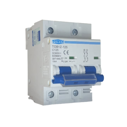 Siguranta automata de curent continuu 2P, 125A DC, 600V, intrerupator automat pentru panouri fotovoltaice, baterie sisteme fotovoltaice, instalare pe sina DIN, 3M