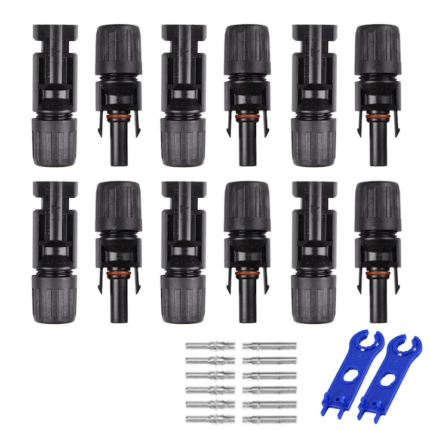 Set 6 perechi conectori cablu panou solar, Sunmostar, Negru