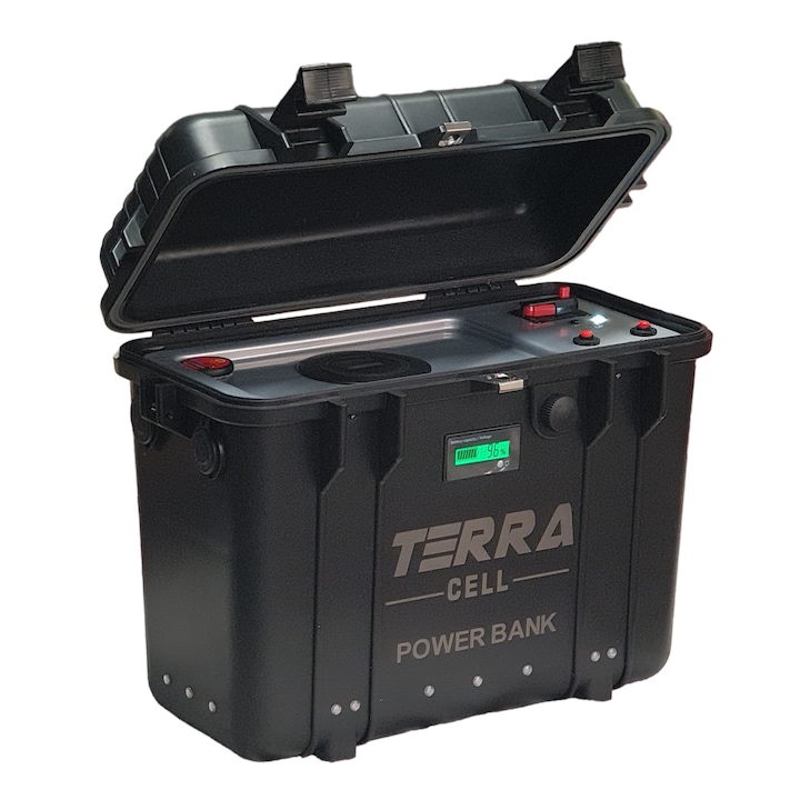 Baterie portabila waterproof LiFePO4, 12V/120Ah Power Bank+Incarcator 10Ah, Negru