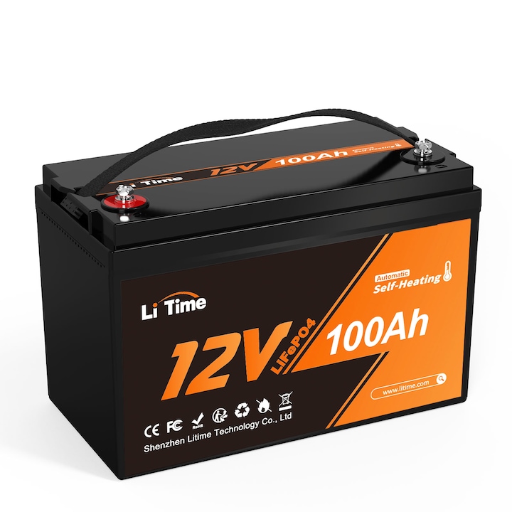 Acumulator solar LiTime, 12V 100Ah, auto-incalzire, -20C, 1280W, compatibil fotovoltaic
