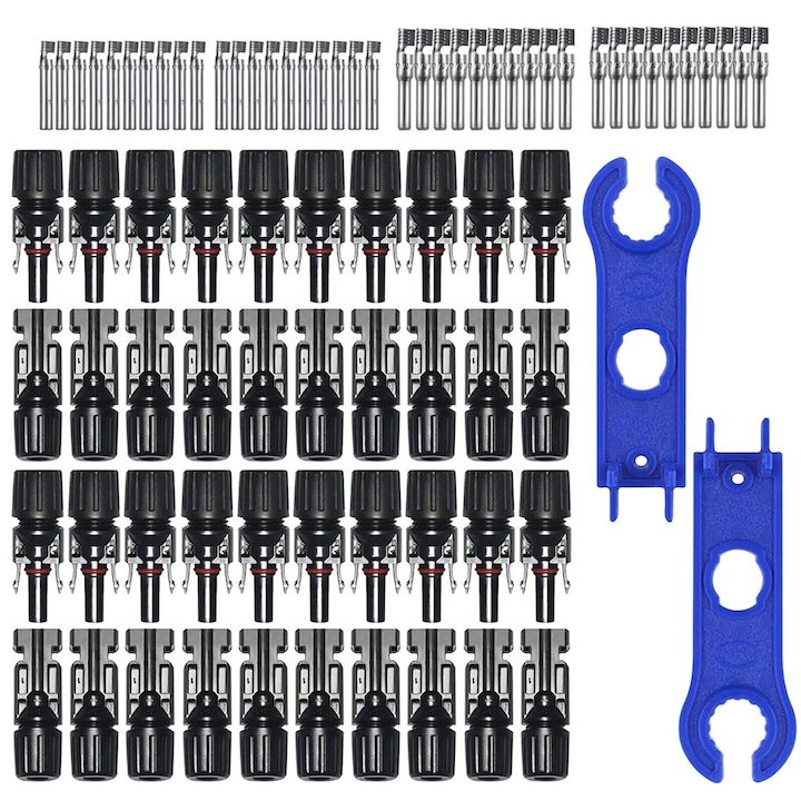 Set conectori solari pentru cablu, rezistenti la intemperii, protectie IP67, 9.5cm, multicolor