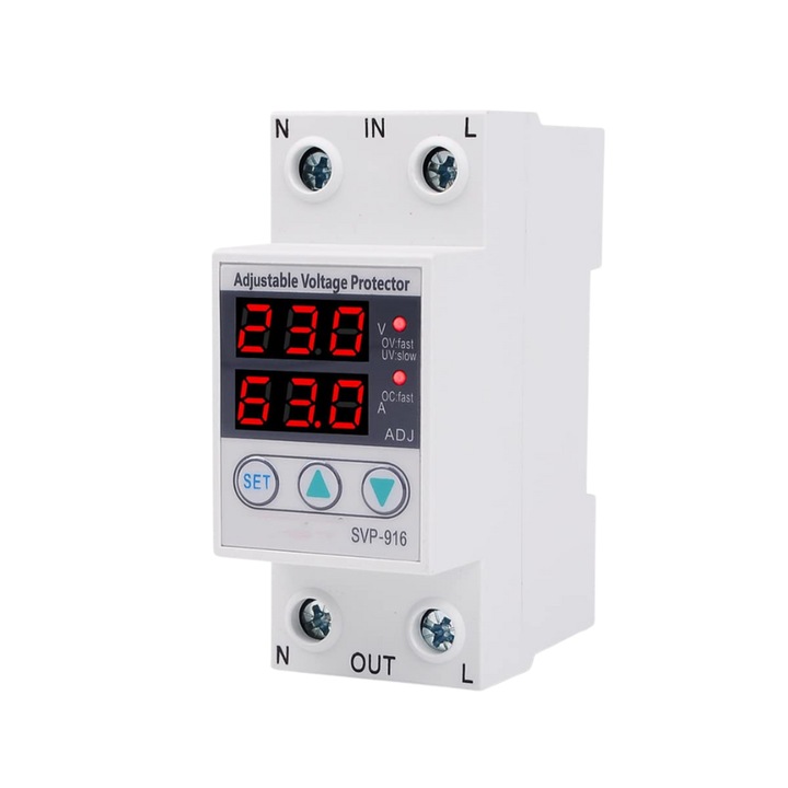 Releu digital de protective tensiune, Doerr, Smart, Recuperare automata, 63A, Alb