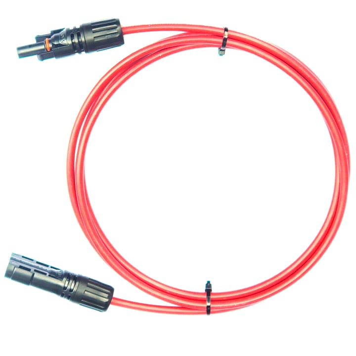 Cablu prelungire panou solar 4mmp, 5m, Conector MC4, 1500V DC, 3kw, rosu
