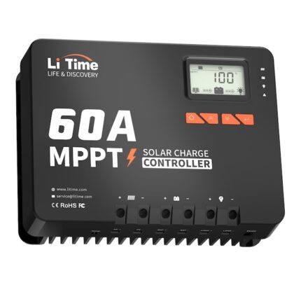 Controler de incarcare solara, LiTime, Intrare CC automata, Adaptor Bluetooth, 60A MPPT 12V/24V/36V/48V