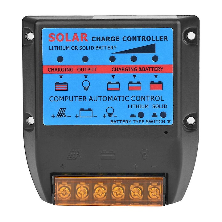 Regulator panou solar, 12V/24V, 103x96x35 mm, Gri