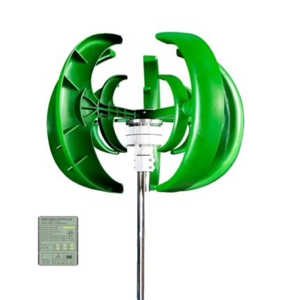 Turbina eoliana verticala, 3000W, 5 pale, controler MPPT, 12V, Lifepo4 100Ah, inverter 2000W, multicolor
