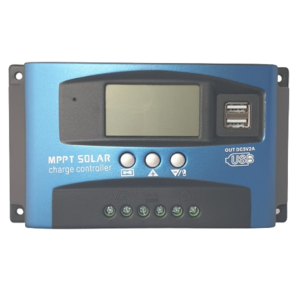 Controler solar de incarcare panouri fotovoltaice, MPPT/PWM, 12V/24V, 100A, dublu USB, ecran LCD