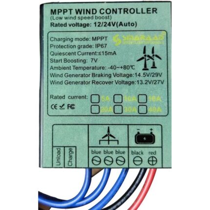 Controler de Incarcare Eolian MPPT, rezistent la apa, 20A, 12V 24V AUTO, 1000W, carcasa din aliaj de aluminiu