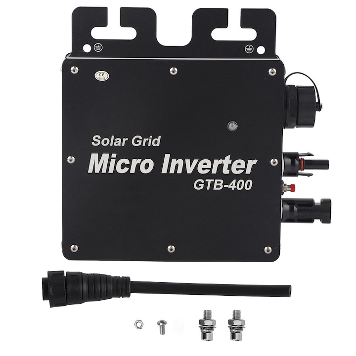 Invertor solar, Aliaj aluminiu, 400 W, 210-230V, Negru