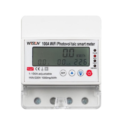 Releu protectie, smart metter, monofazat, bidirectional (prosumator), TUYA, 100 A, 230V, afisaj LCD, kW, U, I, P, Volti, Amperi, Putere