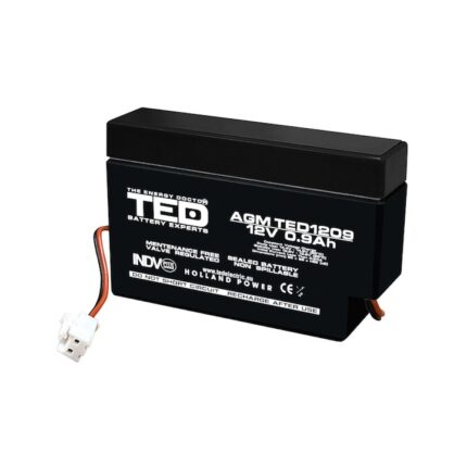 Acumulator AGM VRLA 12V 0,9A dimensiuni 96mm x 25mm x h 62mm cu fir TED Battery Expert Holland TED003058 (40)