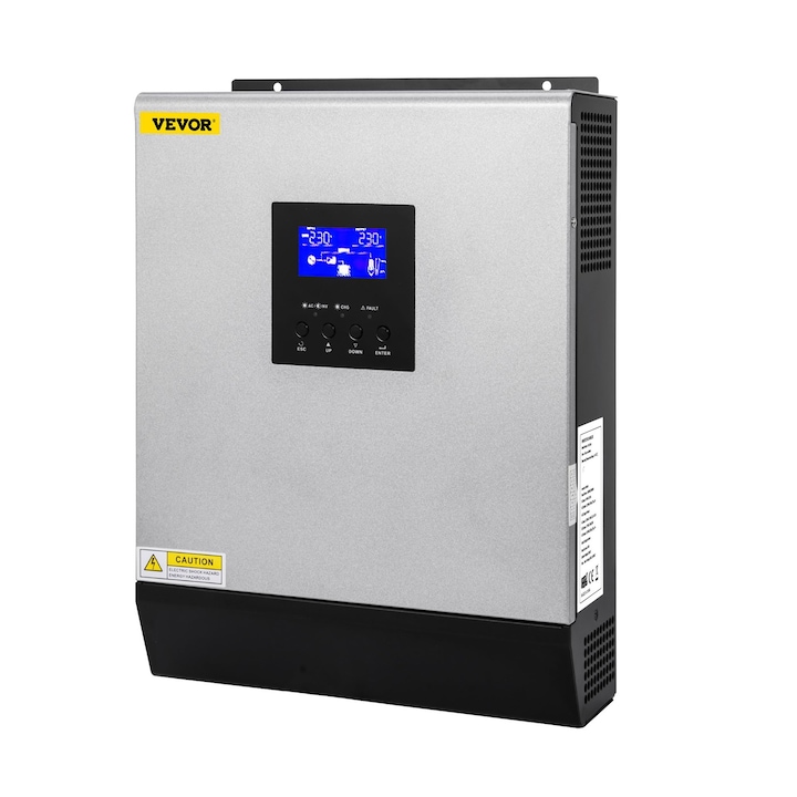 Invertor solar hibrid, Vevor, Putere 2400 W, DC 24VDC, Ecran LCD, Alimentare 220-240 V, 3000 VA
