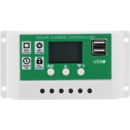 Controler solar, Tovbmup, ABS, Ecran LCD, 50A, 12V/24V, Alb/Verde