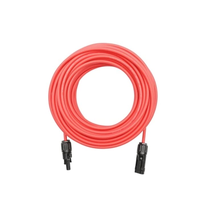 Cablu prelungire panou solar de 6mm², conector MC4, 1,5kw, 32A, 6,5 m liniar rosu, IP 67 ignifug si rezistenta UV