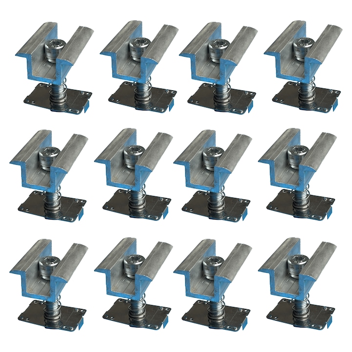 Set 12 cleme intermediare cu impamantare 40 mm cu surub si piulita pentru fixare panou solar