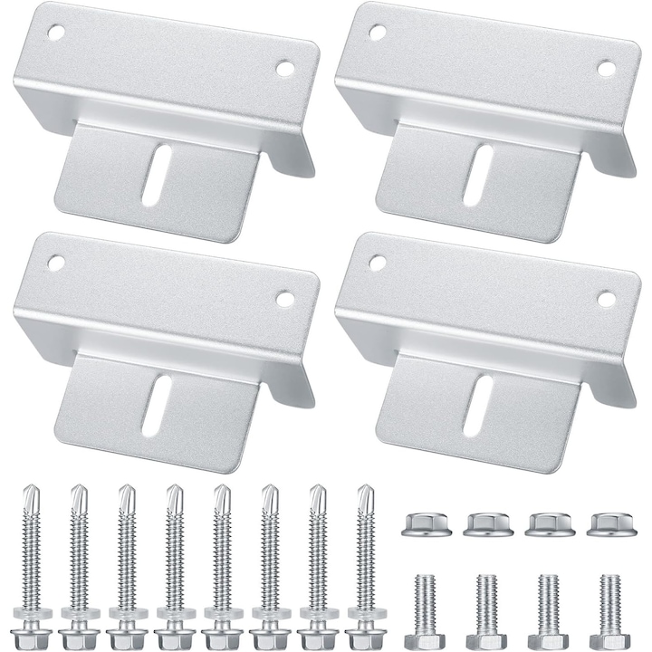 Set 4 Suporturi Z pentru panou solar LLWL, Aluminiu, Argintiu