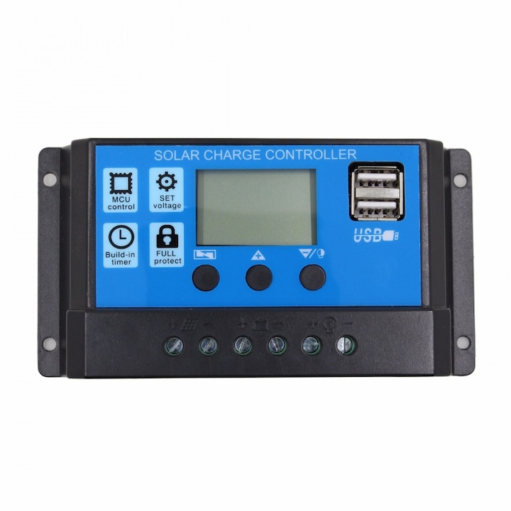 Regulator-controler solar PWM, 20A, 12V/24V, 2 X USB