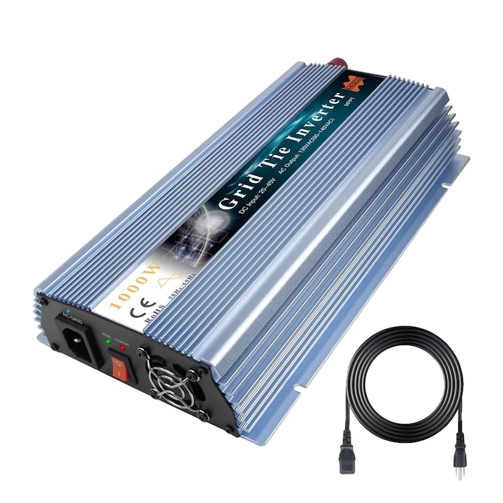 Invertor de retea, 1000W, 36V DC, 220V AC, albastru, 39.5x21x11.5cm