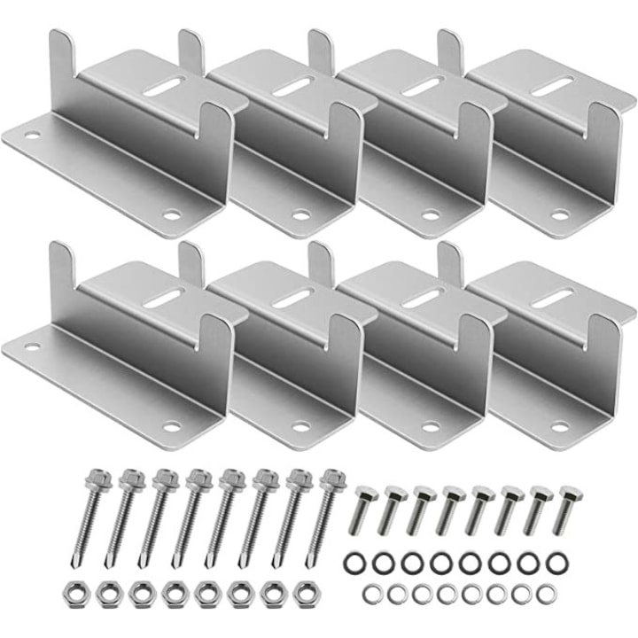 Set suporturi montare panouri solare, Aliaj de aluminiu, Tip Z, Argintiu
