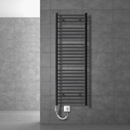Calorifer de baie electric LuxeBath cu element de incalzire 1200 W, antracit, otel, 500x1500 mm, drept cu racord lateral
