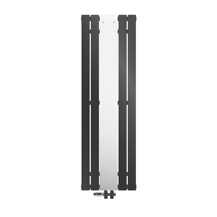 Calorifer baie cu oglinda LuxeBath, antracit, otel, 450x1600 mm, conductivitate termica mare