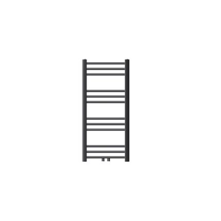 Radiator (calorifer) baie, ECD Germany, model Sahara, 400 x 800 mm, antracit, curbat, cu racord central, port-prosop