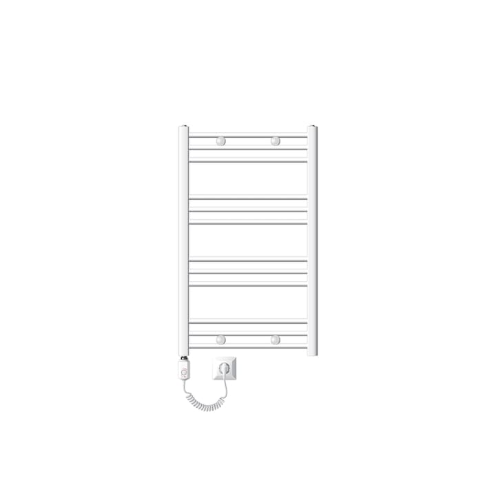 Calorifer baie electric, LuxeBath, alb, dublu din otel acoperit cu pulbere, 600 x 800 mm, 600 W, cu racord lateral