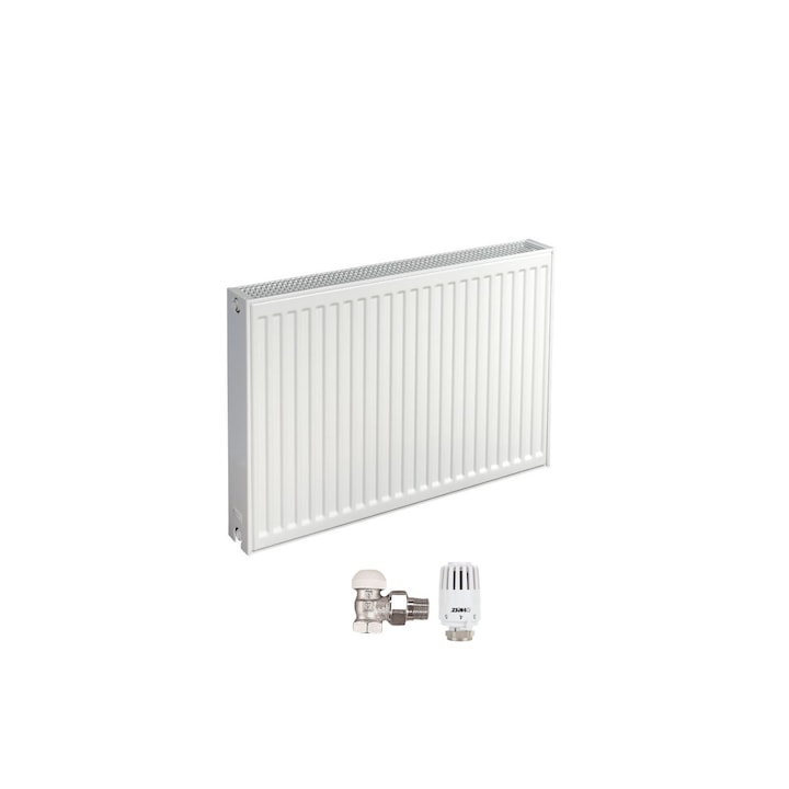 Set Radiator otel Purmo C22x600x1200 si robinet termostatic Herz cu robinet de retur dn15