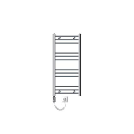 Calorifer baie electric LuxeBath cu element de incalzire 300W, cromat, otel, 400x800 mm, drept cu racord lateral