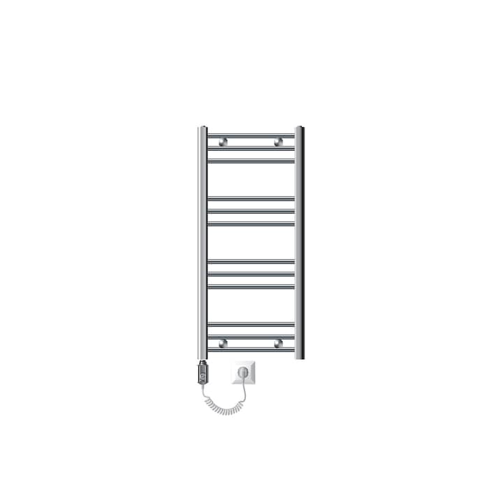 Calorifer baie electric LuxeBath cu element de incalzire 300W, cromat, otel, 400x800 mm, drept cu racord lateral