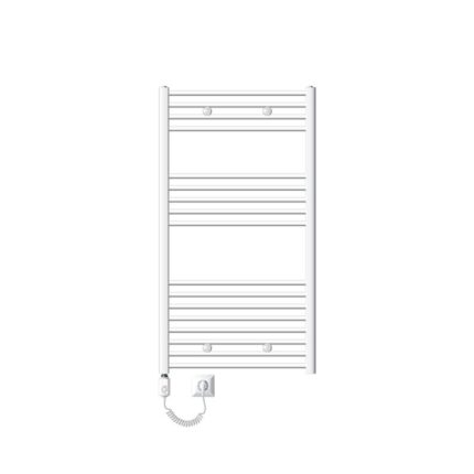 Calorifer electric ECD Germany pentru baie cu element de incalzire 1200 W, alb, otel, 750x1200 mm, drept cu racord lateral