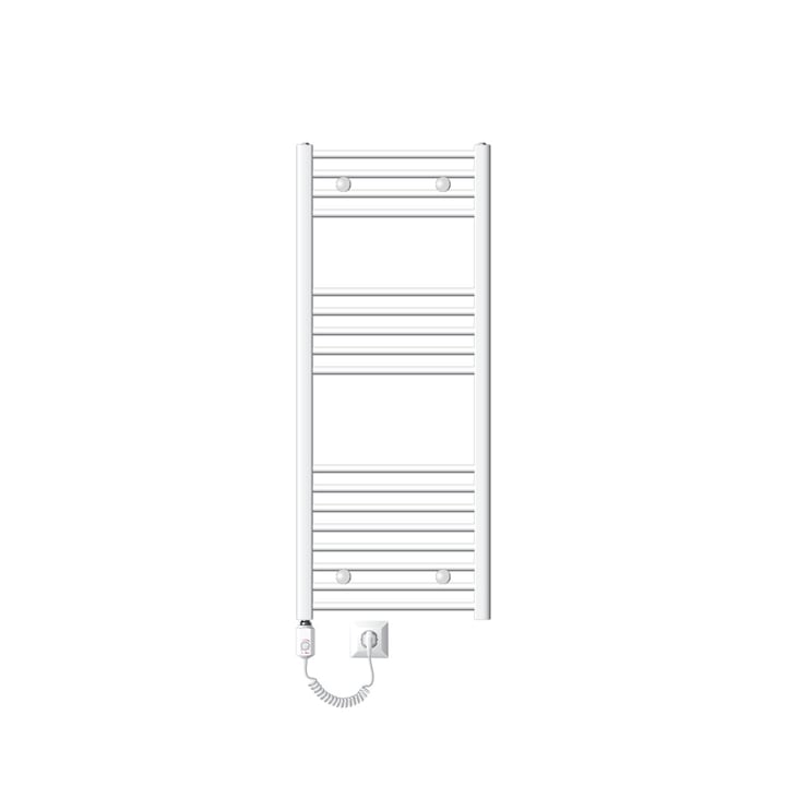 Calorifer electric LuxeBath pentru baie cu element de incalzire 1200W, alb, otel, 500x1200 mm, drept cu racord lateral