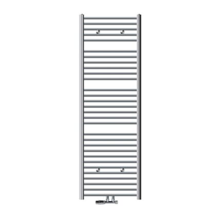 Radiator (calorifer) baie, ECD Germany, model Sahara, 600 x 1800 mm, crom, curbat, cu racord central, port-prosop, robinet H dublu drept pentru radiator baie (1/2"), termostatic, tip de racord forma unghiulara, ventil de aerisire