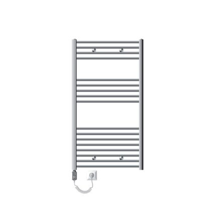 Calorifer electric ECD Germany pentru baie cu element de incalzire 900W, crom, otel, 750x1200 mm, racord lateral drept, termostat digital