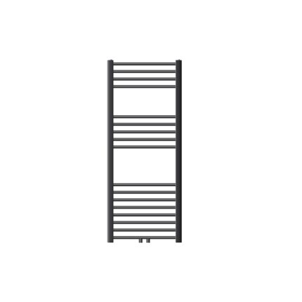 Calorifer de baie LuxeBath, model Sahara, antracit, otel, 500x1200 mm, curbat cu racord central