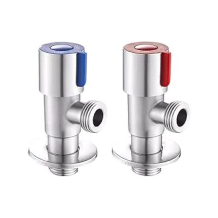 Set 2 robineti radiator, JENUOS®, Potrivit pentru baie, bucatarie, chiuveta, toaleta, Albastru/Rosu