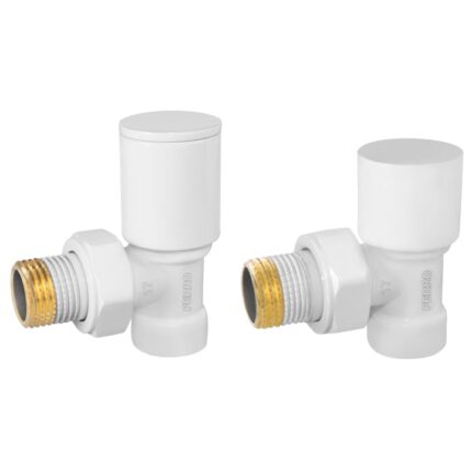 Set robineti tur/retur radiator coltari 1/2”, Alb
