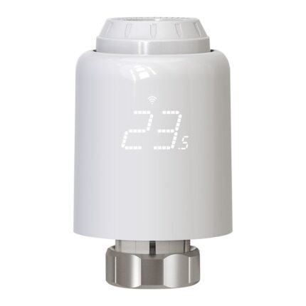 Cap termostat smart pentru calorifere, Wifi, Compatibil cu Amazon Alexa/Google Assistant, Alb