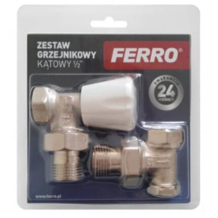 Set robineti radiator Ferro, tur/retur coltari 1/2"