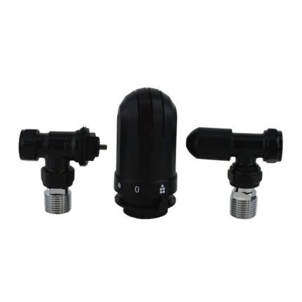Set robineti radiator coltari 1/2 cu cap termostatic CONRAD Black+Black