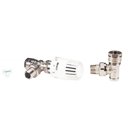 Set robineti tur, retur filet exterior, cap termostatic Herz - Project si conectori PeX 16